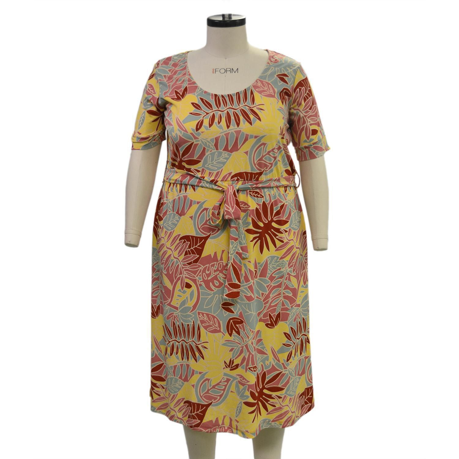 We Influence, plus size, all over printed knit crepe, midi dress