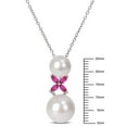 thumbnail image 2 of Miabella Freshwater Cultured Pearl and Created Ruby Sterling Silver Drop Pendant, 2 of 3