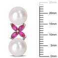 thumbnail image 2 of Miabella Freshwater Cultured Pearl and Created Ruby Sterling Silver Drop Earrings, 2 of 3