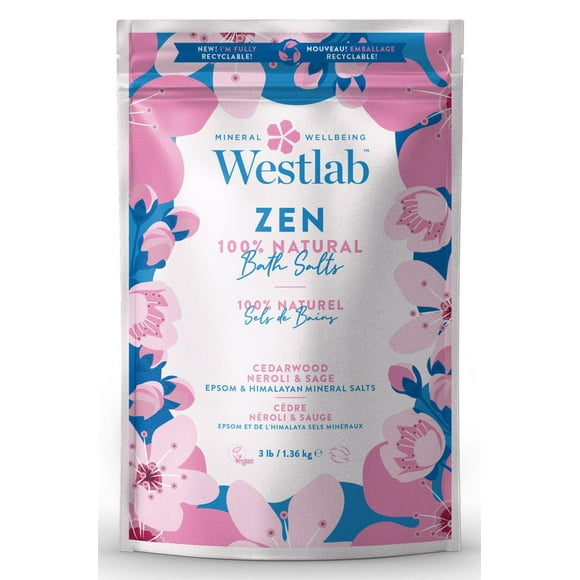 Westlab Zen - Epsom & Himalayan Bathing Salts with Cedarwood, Neroli & Sage Oils | 100% natural, 100% vegan, 100% cruelty-free, 1.36Kg (3lb)