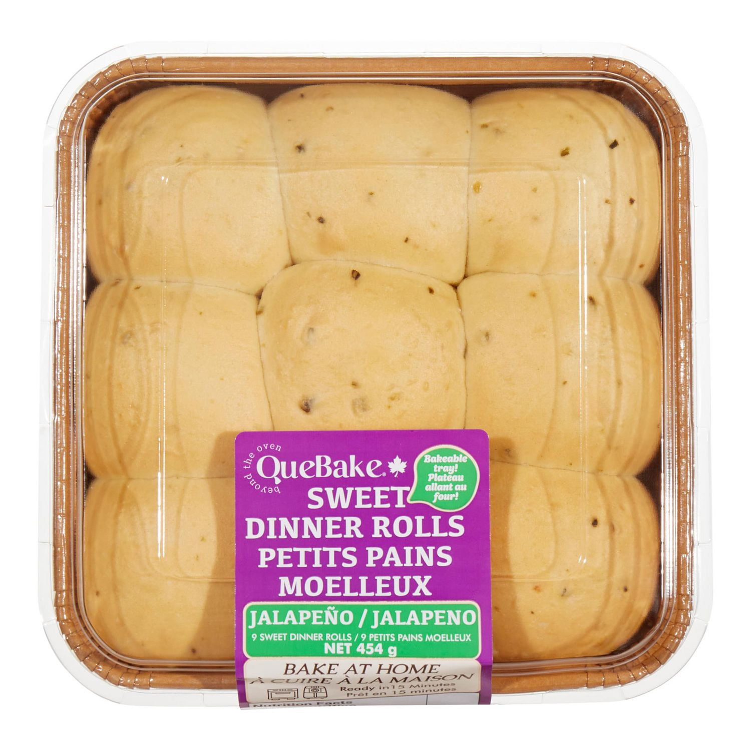 QueBake Take & Bake Jalapeño Sweet Dinner Rolls, 454 g