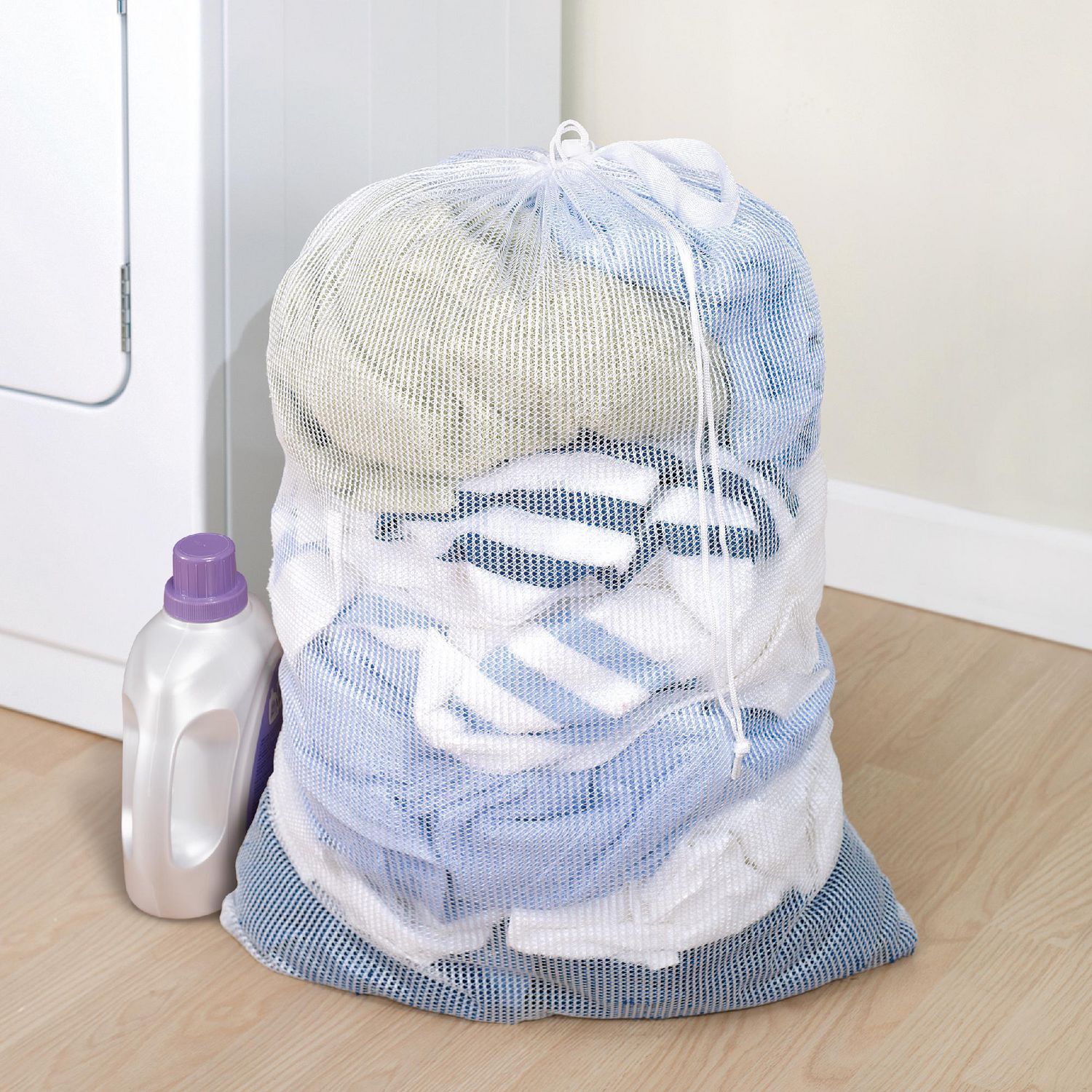 Essentials Large Mesh Laundry Bag with Push Lock Drawstring 36in x 24in   Amazonin Home  Kitchen