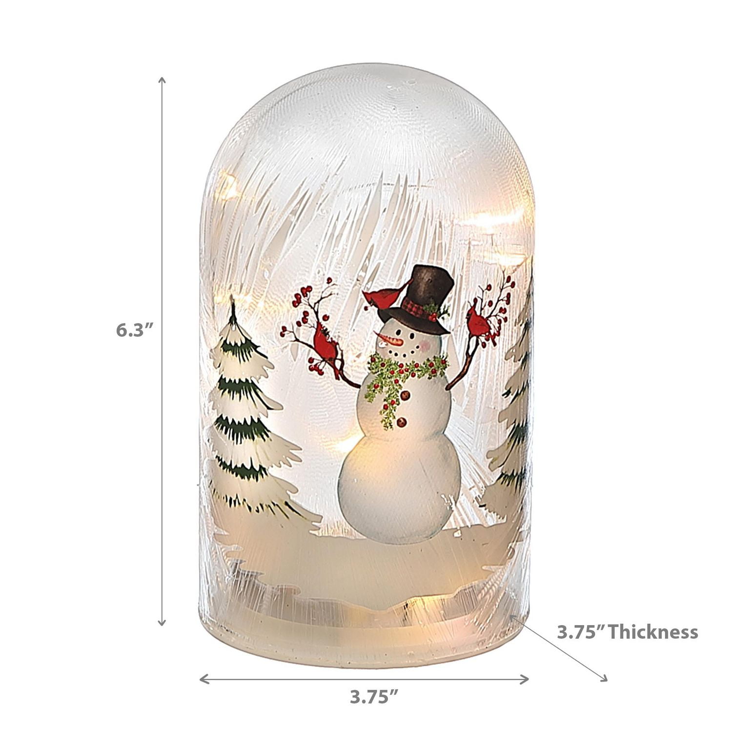 Christmas Led Glass Dome Snowman 6.3