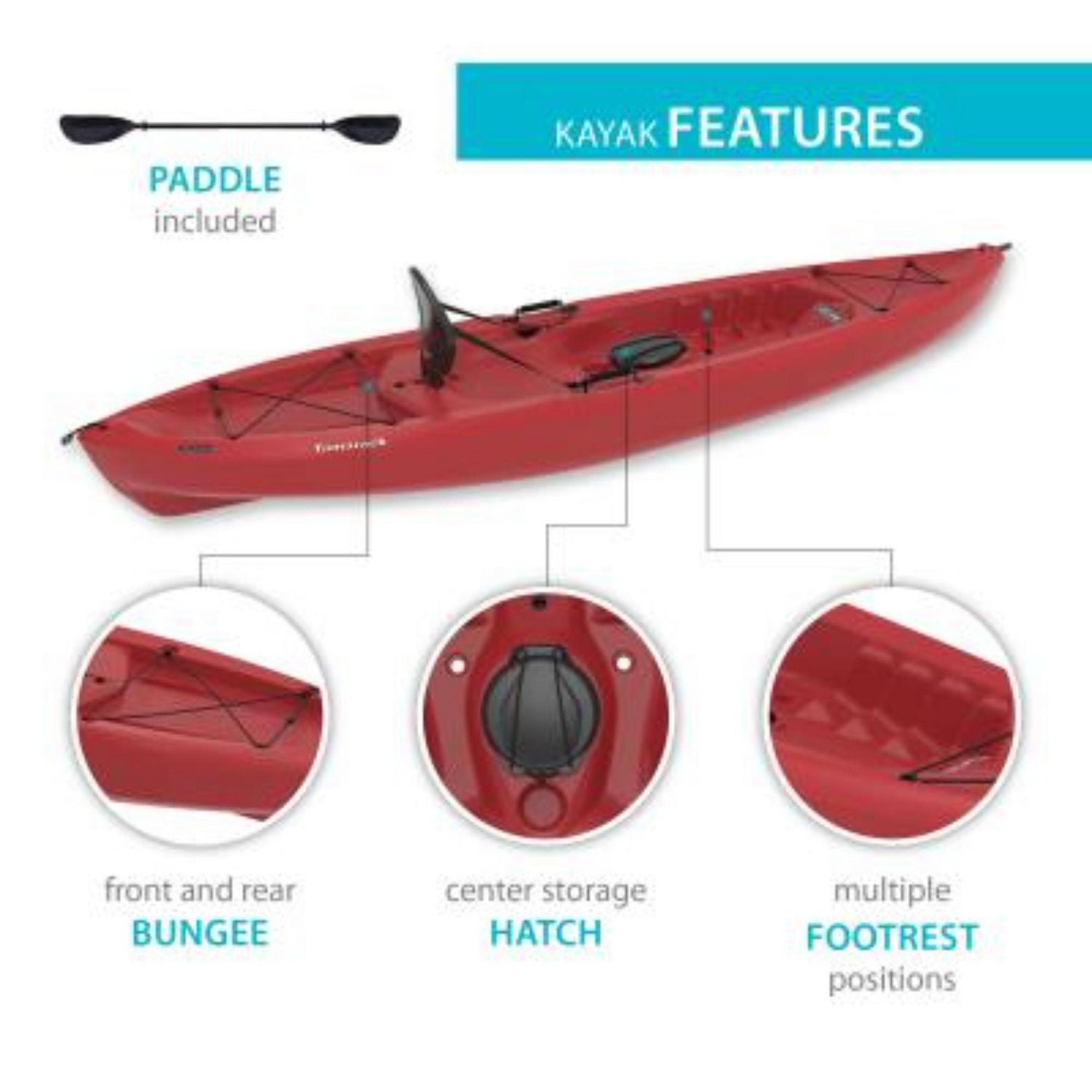 LIFETIME Tamarack 120 Angler Kayak with Paddle, Red 