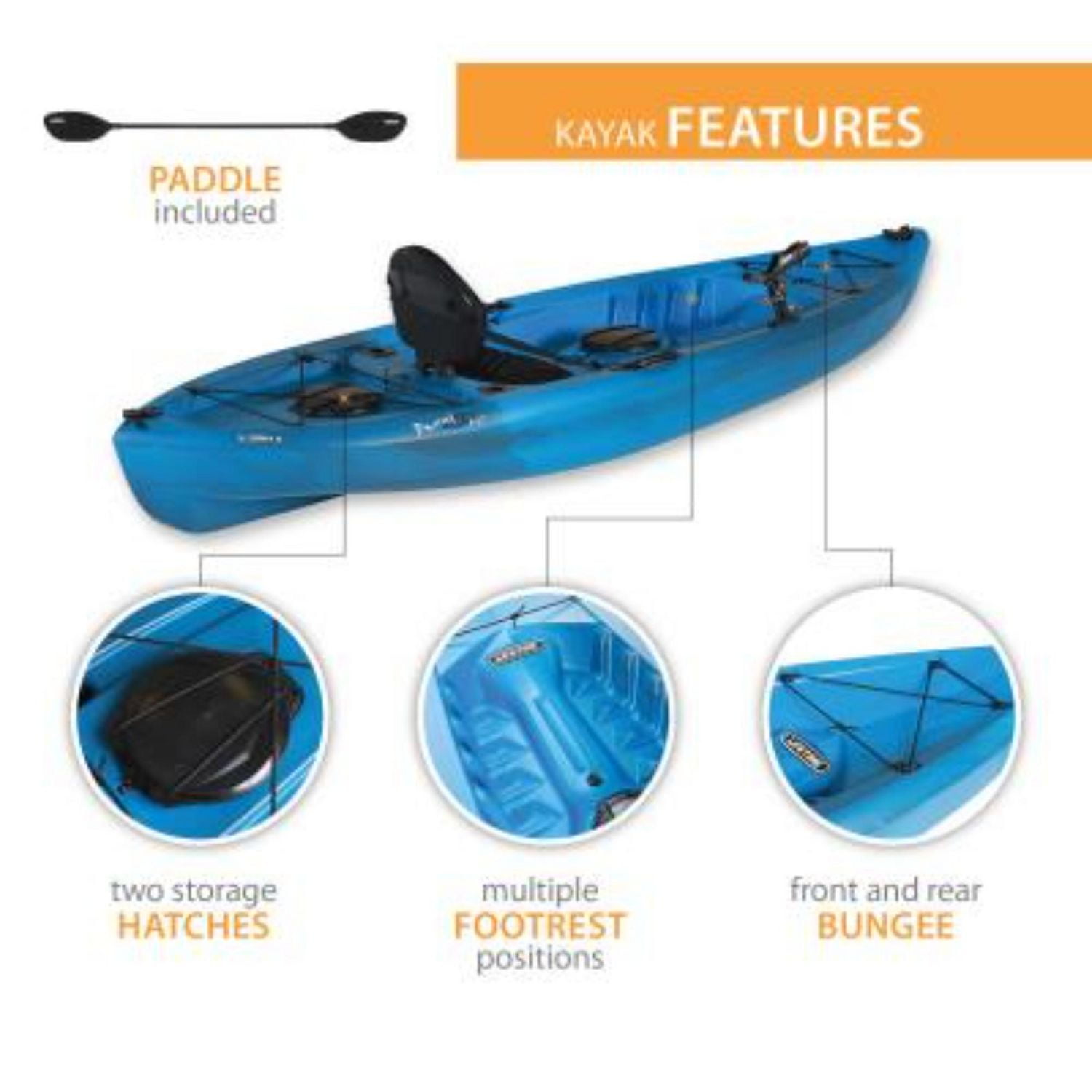 LIFETIME Tamarack 120 Angler Kayak with Paddle, Blue 