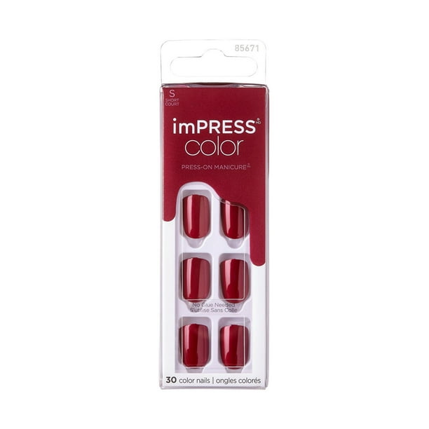 KISS ImPRESS Color - Fake Nails, 30 Count, Short, Gel in minutes ...