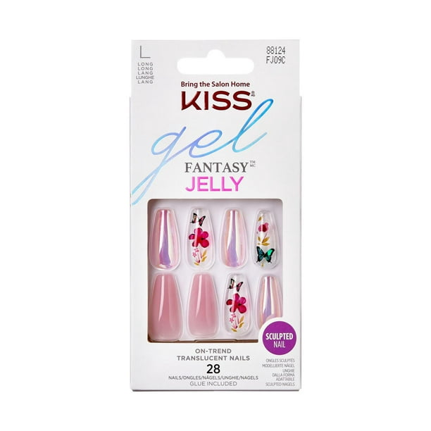 KISS Gel Fantasy - Jelly Cookie - Fake Nails, 28 Count, Long, Gel nails ...