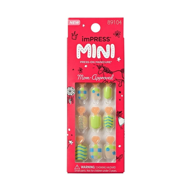 Kiss Impress Mini Be Happy Fake Nails 20 Count Press Ons Walmart Ca