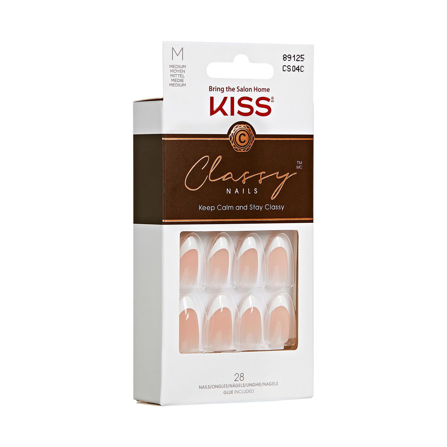 KISS Classy - Fake Nails, 28 Count, Medium, French nails. 