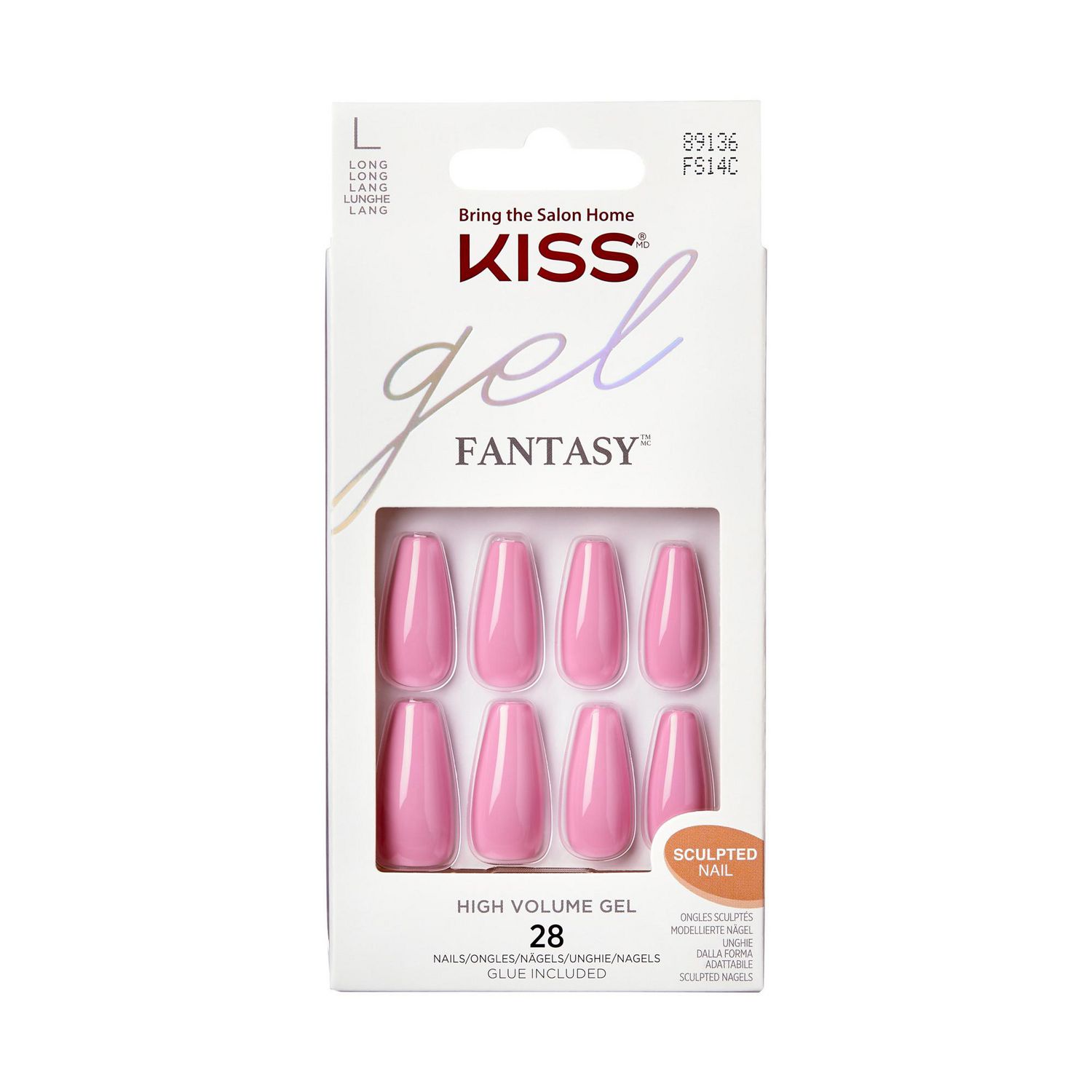 KISS Gel Fantasy Countless Times Fake Nails, 28 Count, Long, Gel nails. 