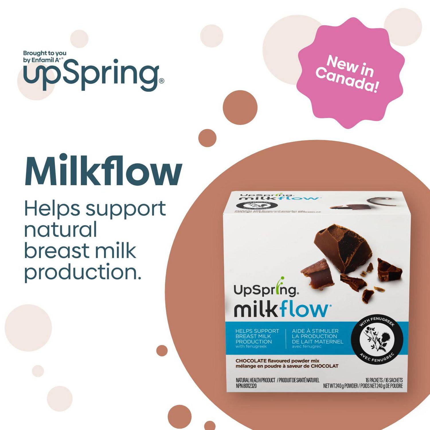 UpSpring Milkflow, Chocolate Flavour, Helps Support Breast Milk Production,  16ct