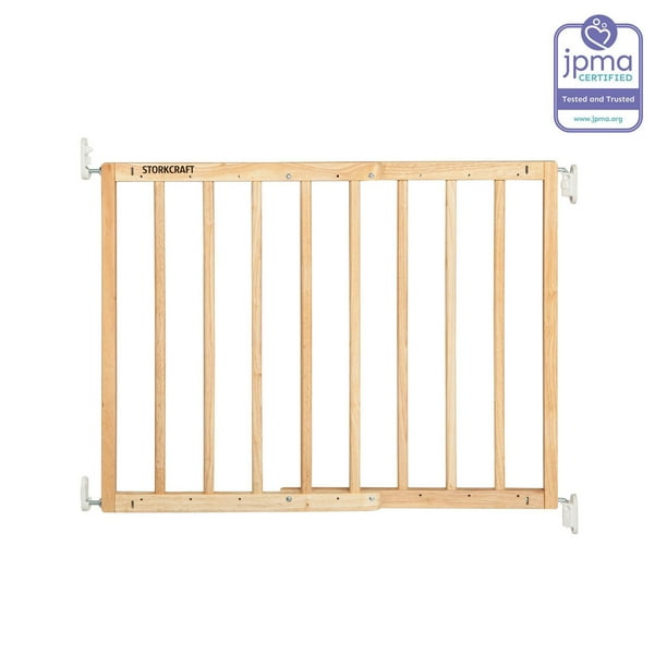 Storkcraft Easy Walk-Thru Wooden Safety Gate, White Adjustable Baby Safety Gate For Doorways and Stairs, Great for Children and Pets