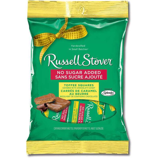Russell Stover Carrés de Caramel enrobés de chocolat au lait sans sucre ajouté