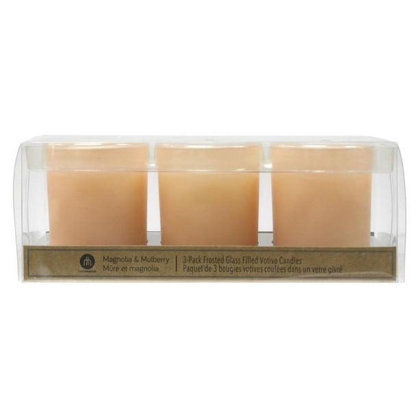 Hometrends MAGNOLIA & MULBERRY 3Pack Frosted Glass Filled Votive