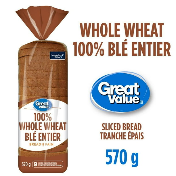 Great Value Whole Wheat Bread, 570 g Walmart.ca