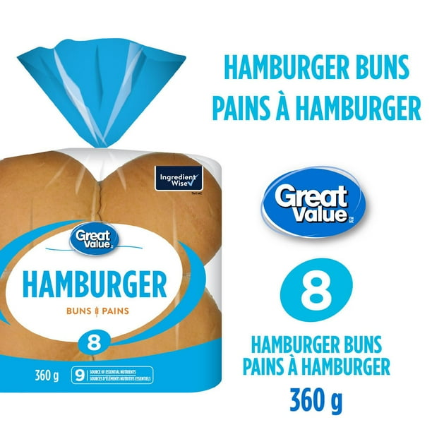 Great Value Hamburger Buns, 8 pk, 360 g Walmart.ca