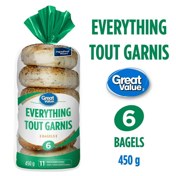 Great Value Everything Bagels, 6 pk, 450 g Walmart.ca