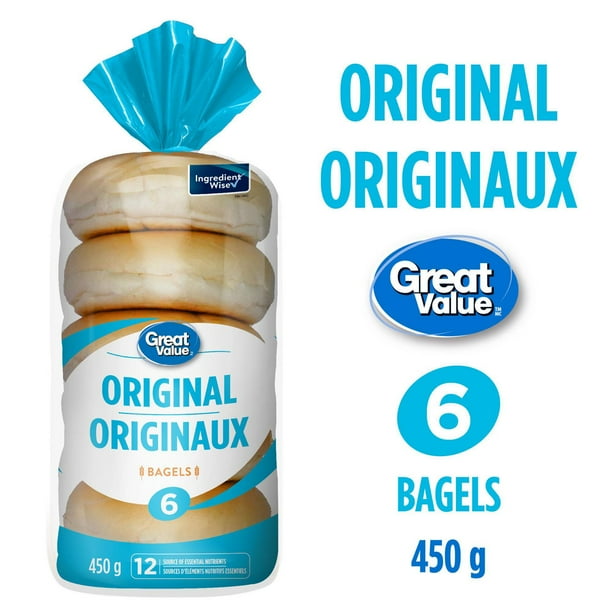 Great Value Original Bagels, 6 pk, 450 g - Walmart.ca