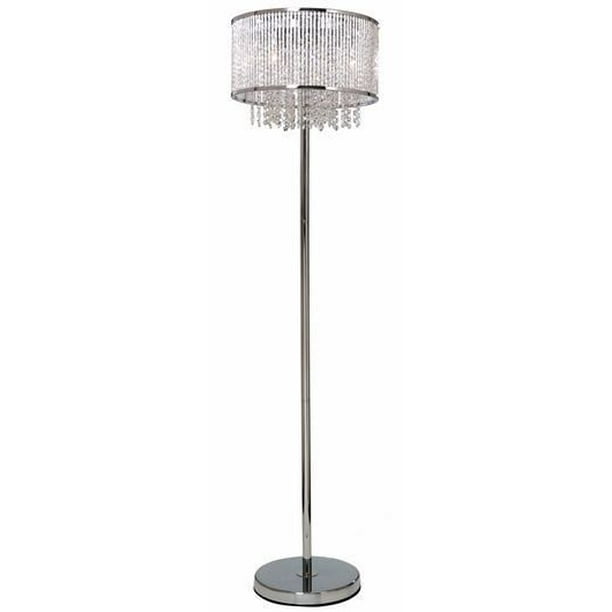 lampe de plancher chrome avec batonnets de cristal