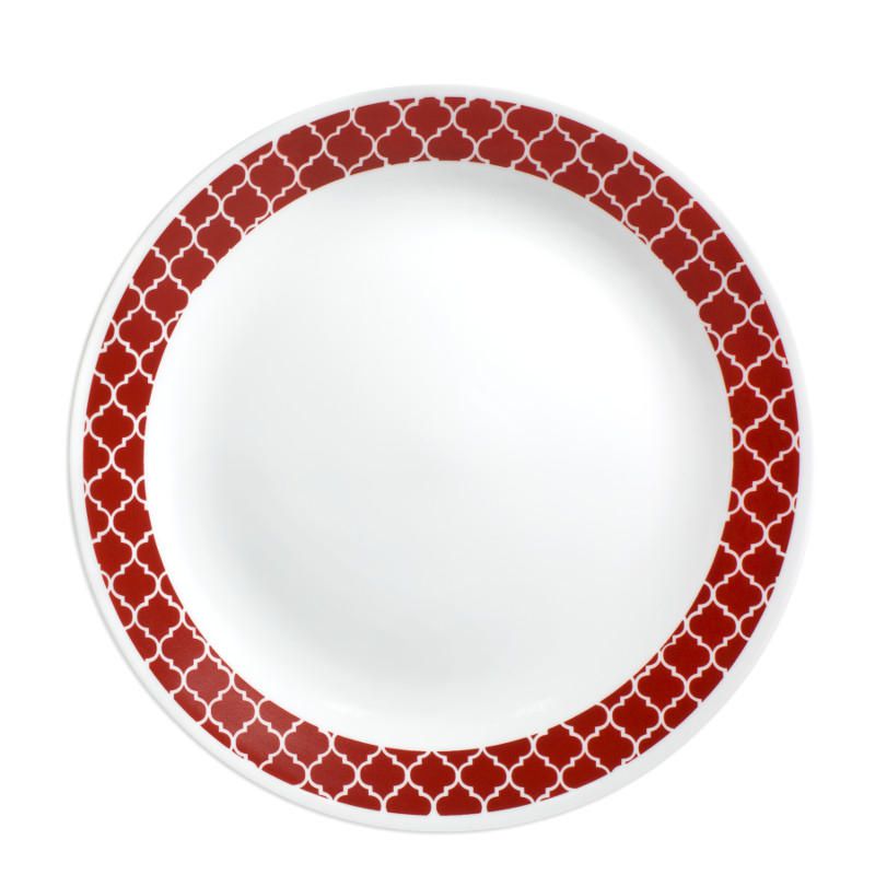 4 Corelle White w/Red Trim 10-oz Dessert Bowls Splendor Bandhani Crimson Trellis 