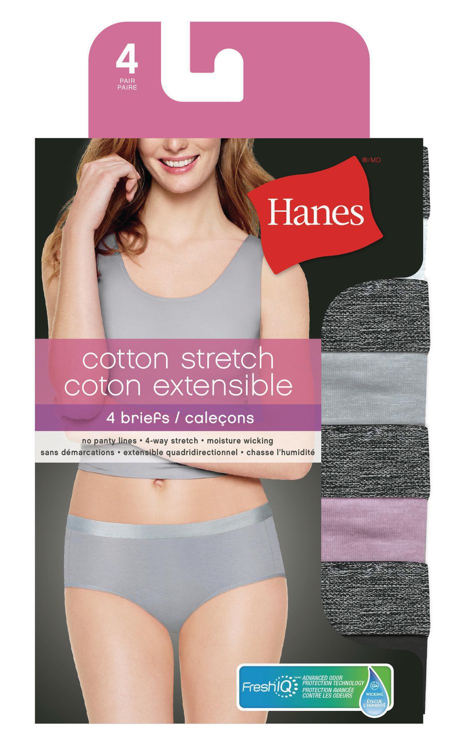 Hanes Originals Women's Stretch Bikinis, pack of 4, Cool