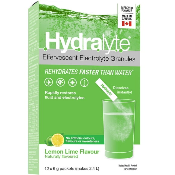 Bâtonnets de granulés effervescents Hydralyte, citron vert