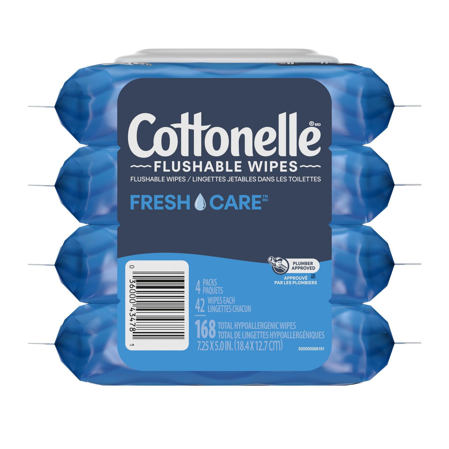 Cottonelle Flushable Wet Wipes - 4 Flip-Top Packs, 42 Flushable Wipes per pack, 168 Total Flushable Wipes, 4 Flip Top Pk, 168 Wipes