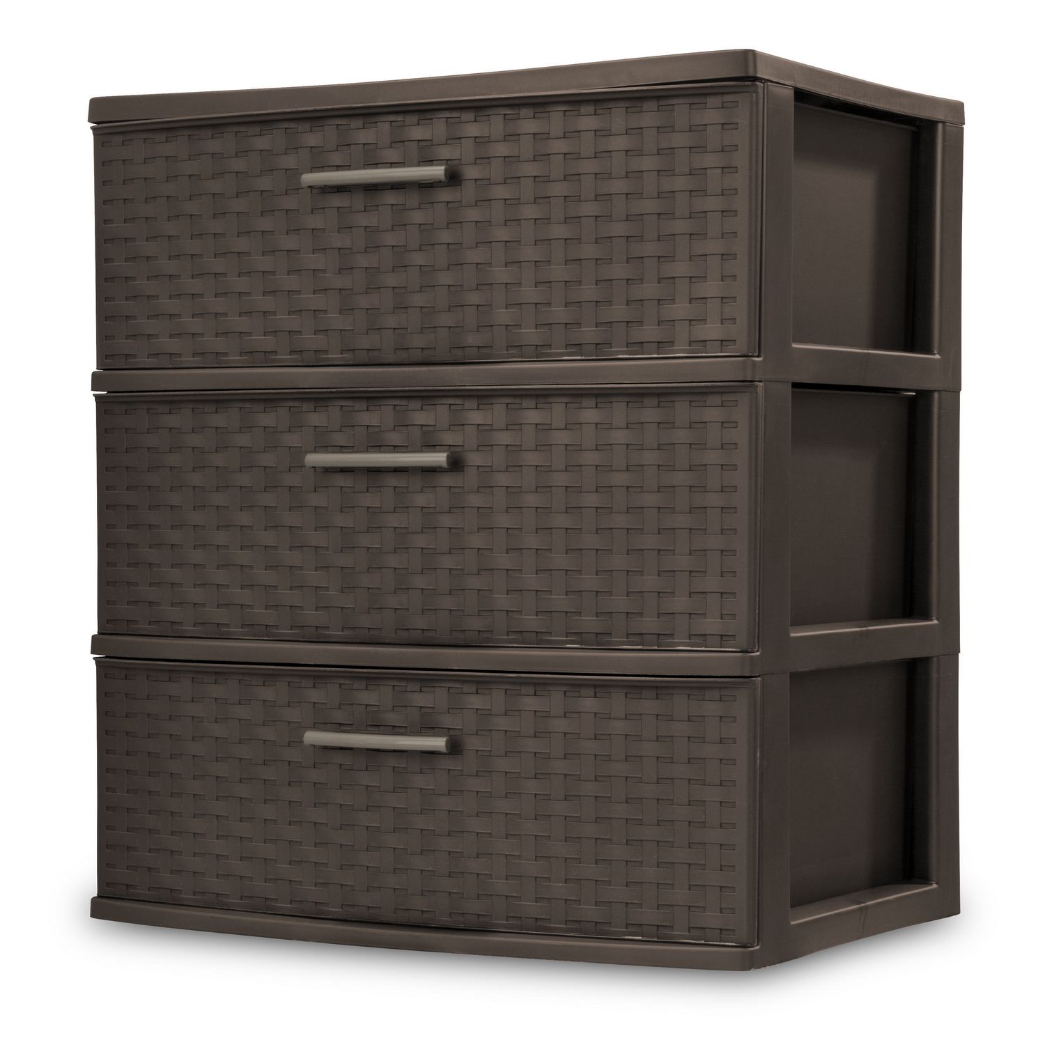Which retailers sell sturdy plastic drawer storage bins?