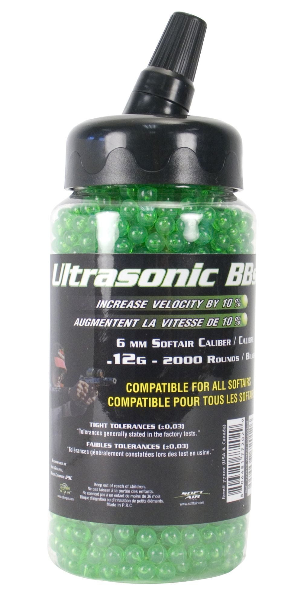 Ultrasonic 0.12g, 6mm Airsoft BBs 2000 count, Green Walmart Canada