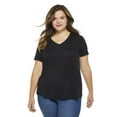 thumbnail image 1 of George Plus Women's Drapey V-Neck T-Shirt, 1 of 6