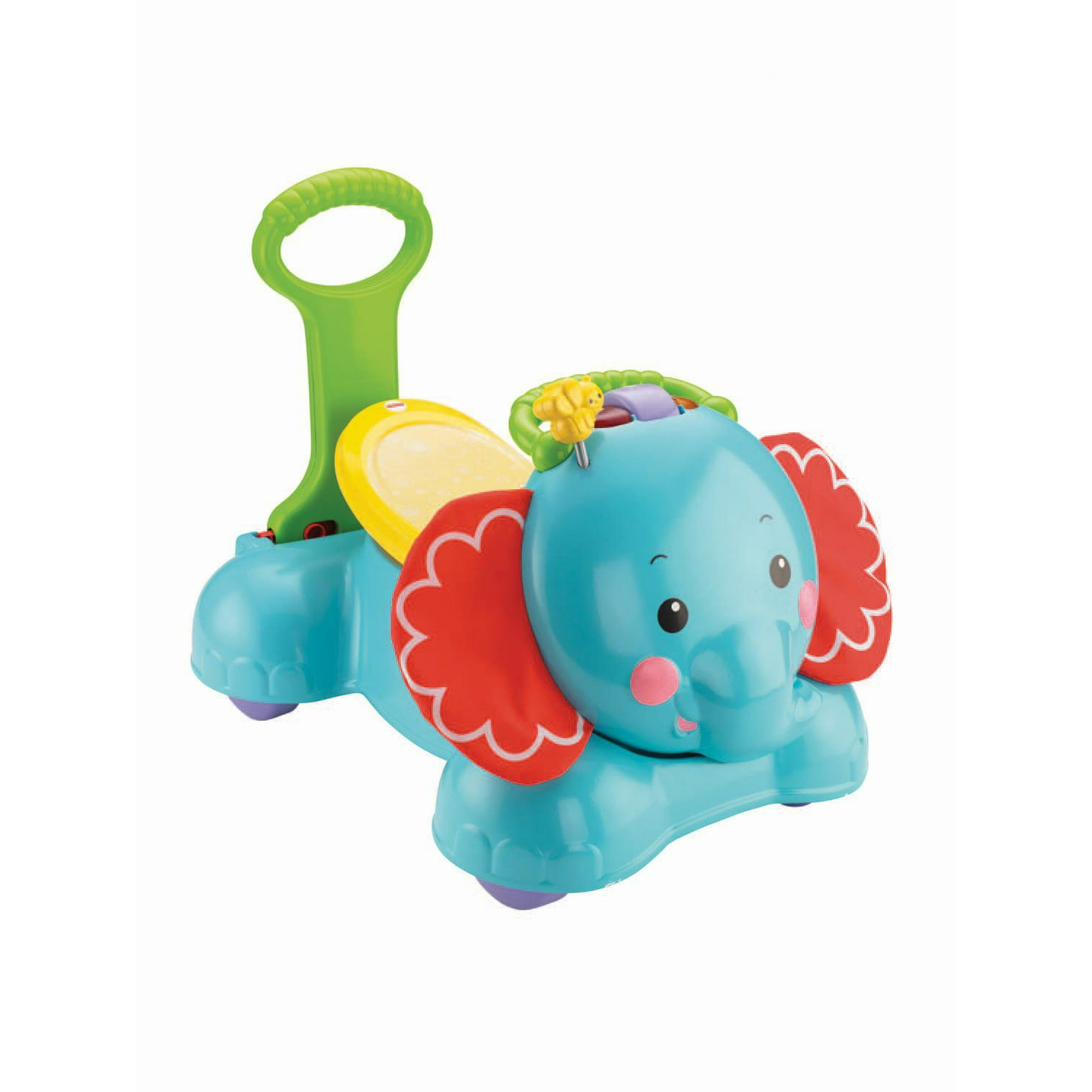 Blue elephant toy on wheels with red string to pull Stock Photo