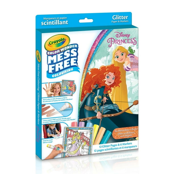 Ensemble de papier scintillant et marqueurs Crayola Color Wonder sans dégâts, Princesses Disney Coloriage sans dégâts.