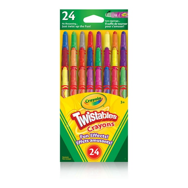 Crayons de cire Twistables effets amusants, 24 ct Comprend 24 crayons de cire Twistables effets amusants -  Huit métalliques, huit néons super brillants et huit de couleur arc-en-ciel