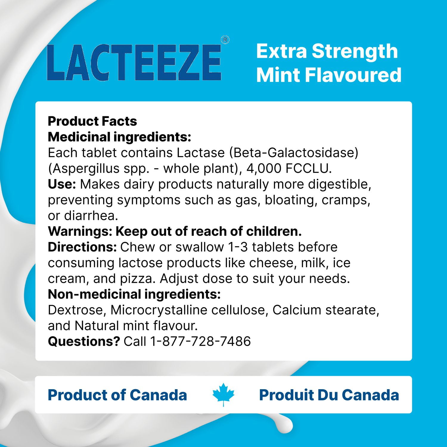 Lacteeze Extra Strength, Lactase Enzyme 100 count