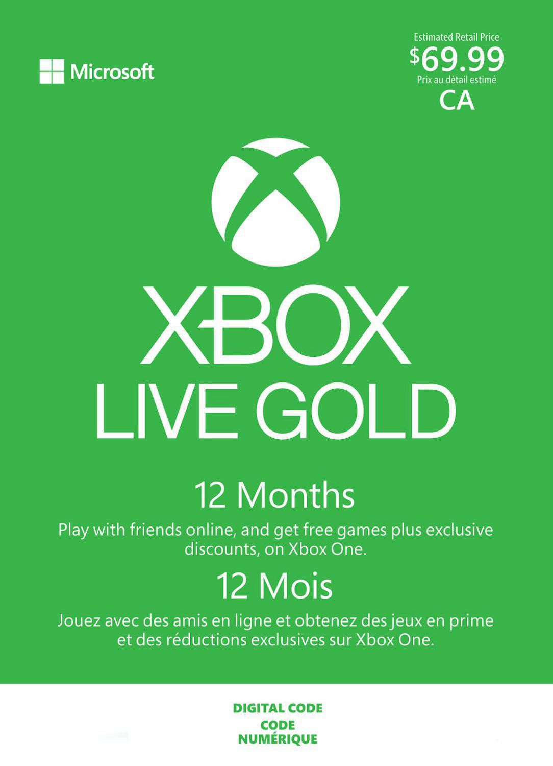 12 Month Xbox Live Gold Membership 