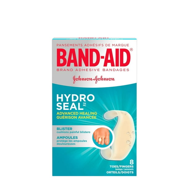 Pansements en gel hydrocolloïdal BAND-AID® HYDRO SEALMC pour orteils/doigts, Pansements adhésifs imperméables pour le soin des ampoules et des plaies, 8 pansements 8 pansements