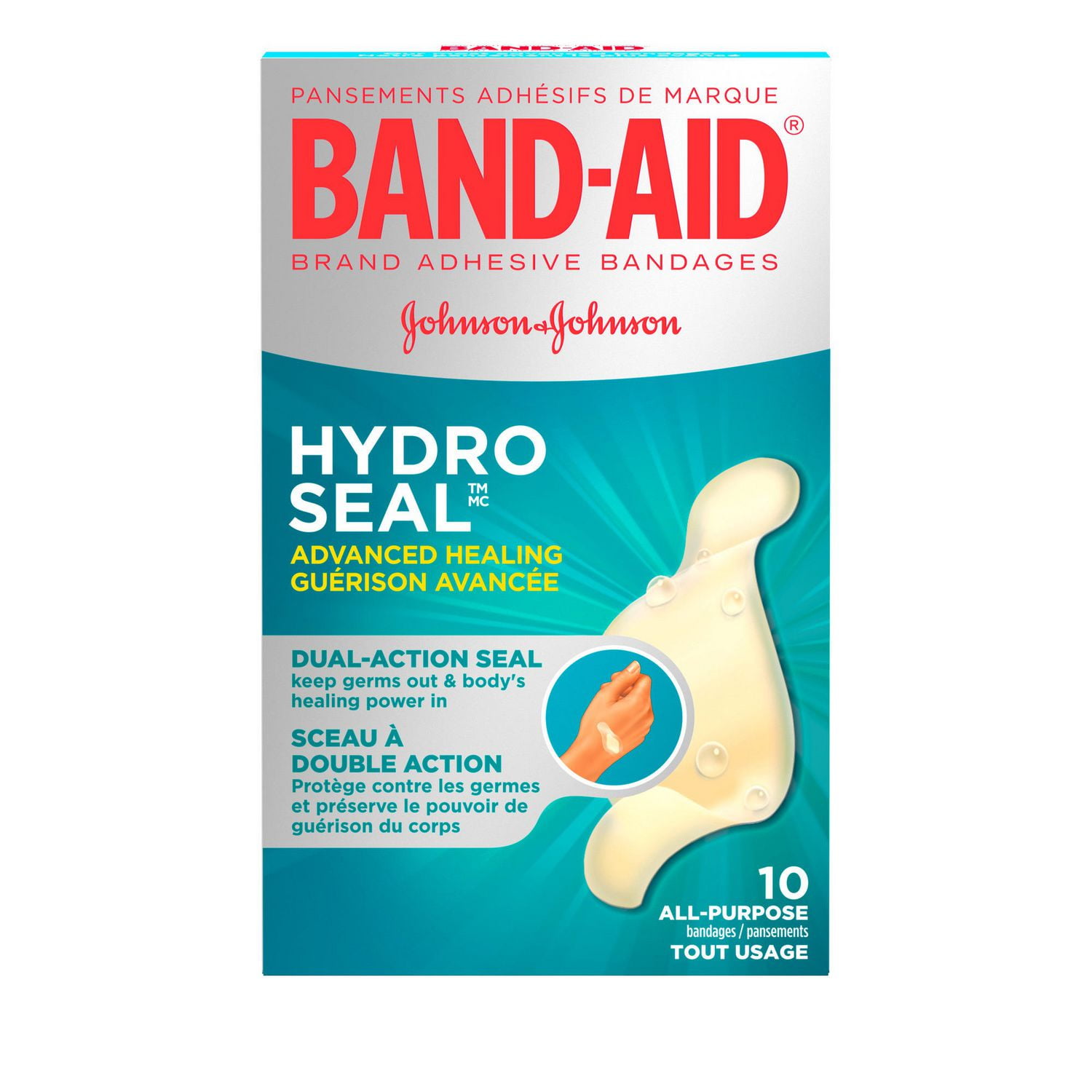 Band-Aid Hydrocolloid All-Purpose Bandages, Waterproof Adhesive Blister  Cushions, Hydro Seal Bandages for Blisters and Wound Care, 10 Count 