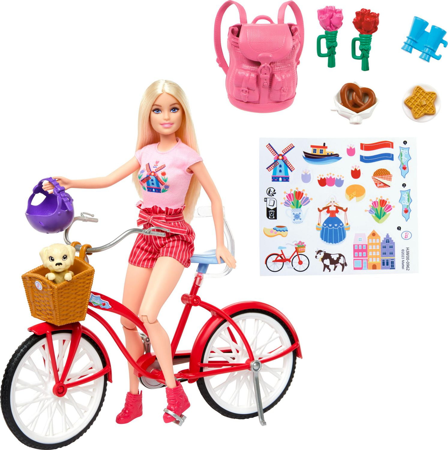 Barbie Pink Passport Holland Doll Set with Bicycle Clothes Travel Accessories Ages 3 Walmart