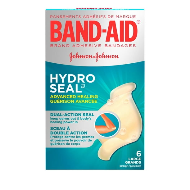 Grands pansements adhésifs Band-Aid Hydro Seal en gel hydrocolloïdal, pour le soin des ampoules et plaies, imperméables 6 unités