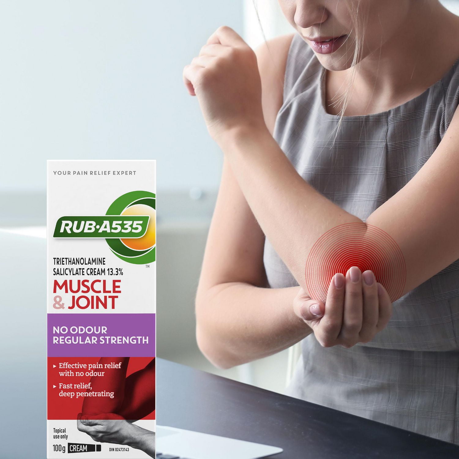 RUB A535 Muscle & Joint Pain Relief Cream, No Odour, Regular Strength