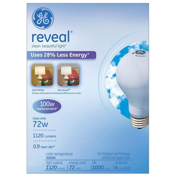 Lampe GE Éclairage reveal® de 72 W pour le remplacement d'une 100 W,  paq. de 4
