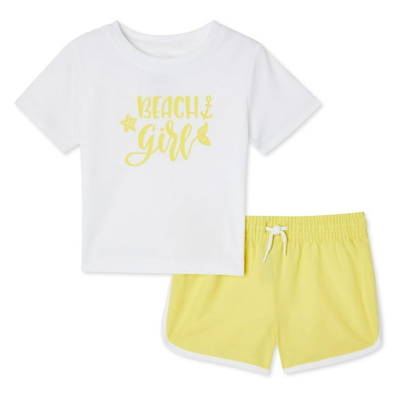 George Toddler Girls' Rash Guard and Short 2-Piece Set