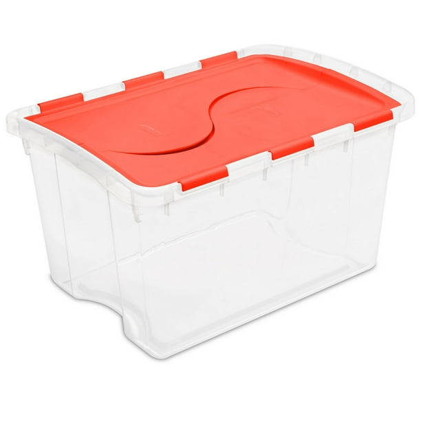 Sterilite 45 Liter Hinged Lid Orange Storage Box - Walmart.ca