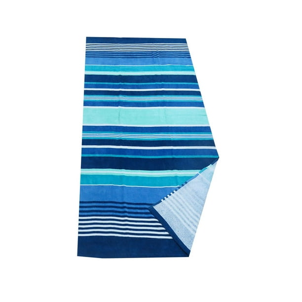 Serviette de plage Mainstays en bleu imprimée de rayures