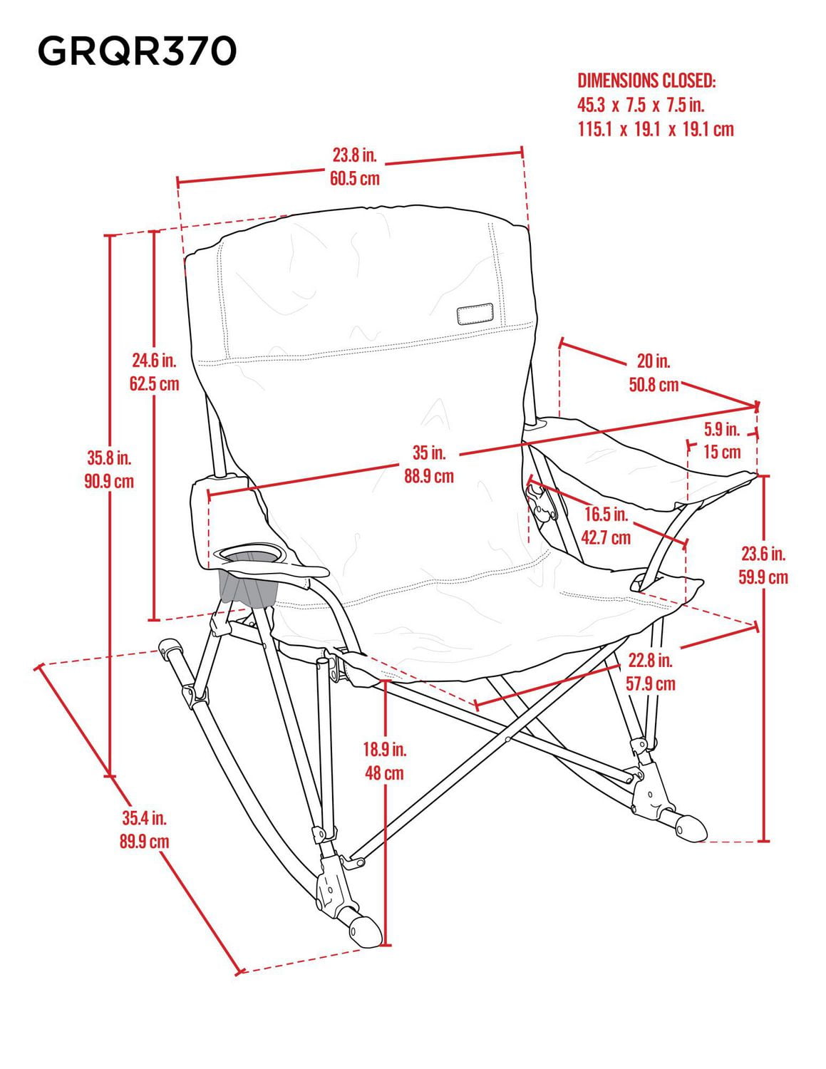 Fauteuil berçant Quad Rocker à accoudoir souple