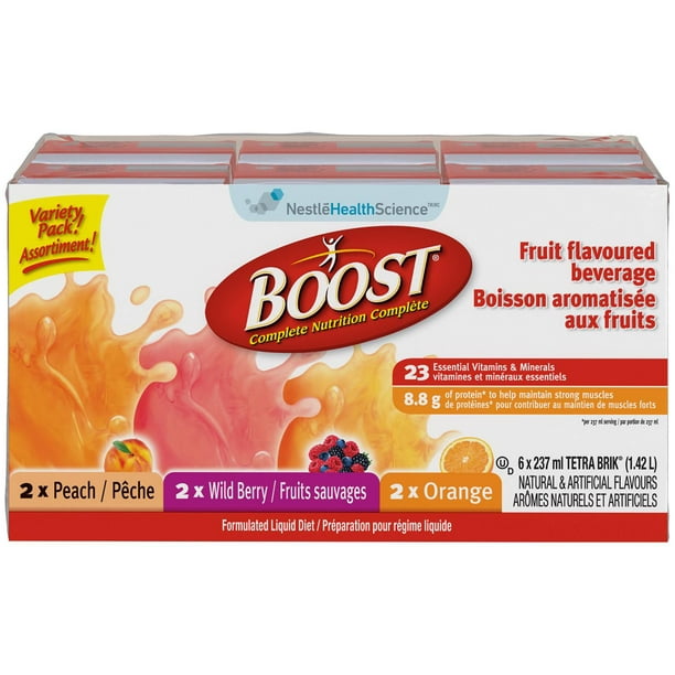 Boisson aromatisée fruits BOOST®, assortiment 6 x 237 ml