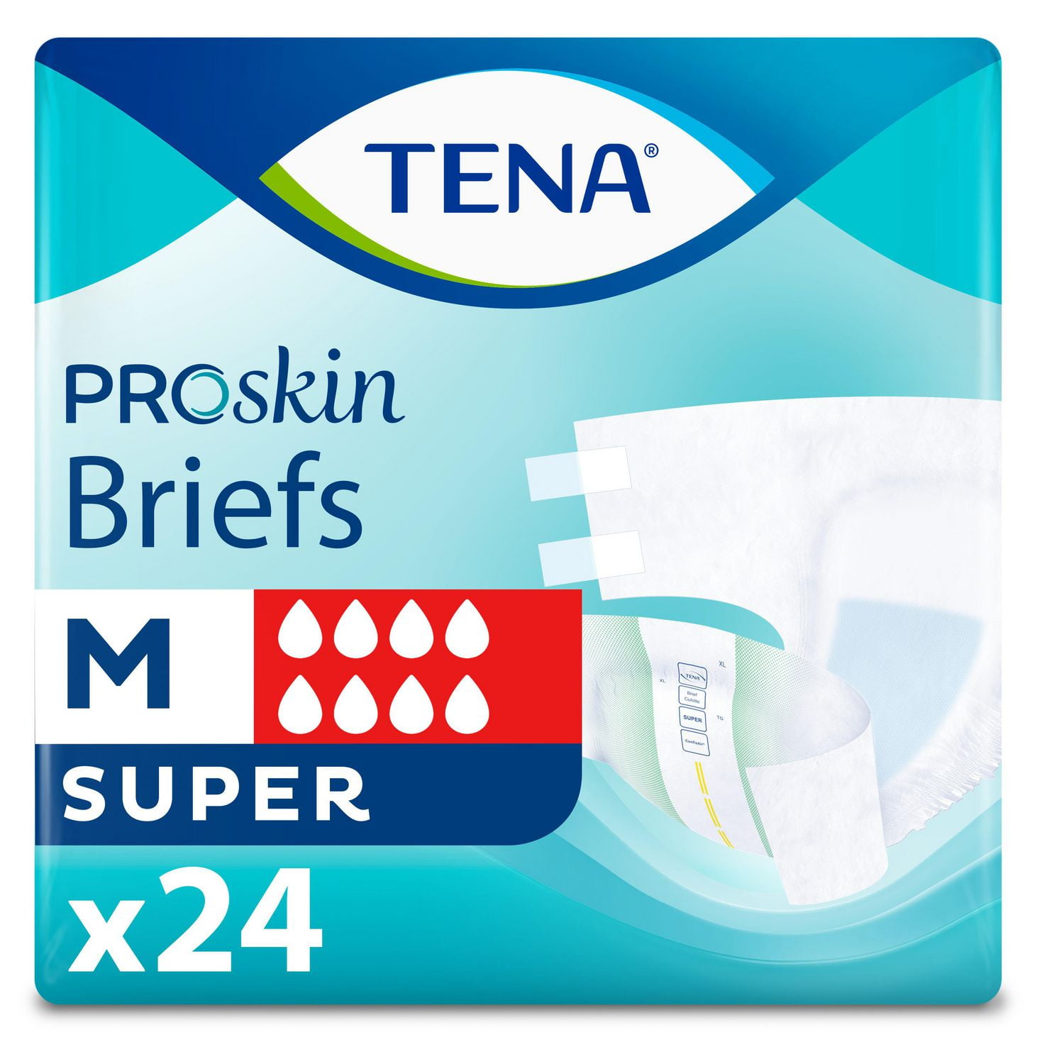 TENA PROskin Unisex Incontinence Briefs, Medium, 24 Count, 24