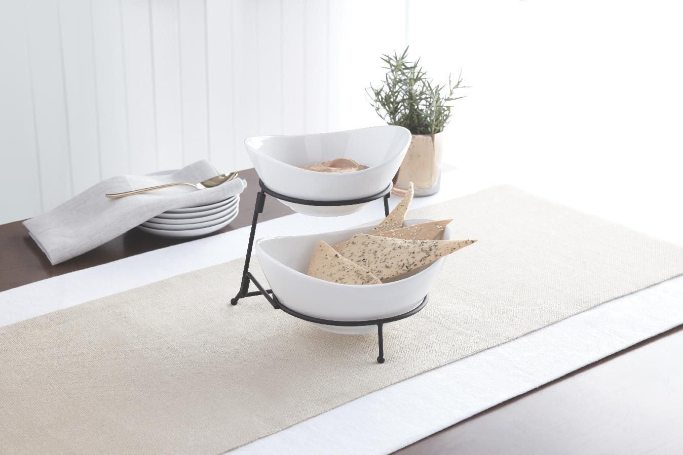 hometrends 2Tier Stoneware Chip and Dip Set Walmart Canada