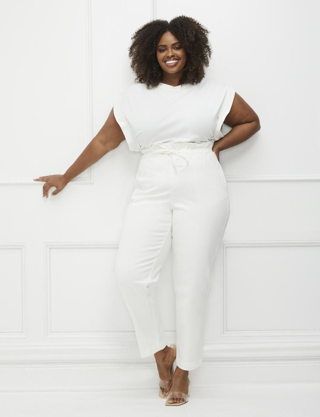 ELOQUII Elements Women's Plus Size T-Shirt with Lopped Off Sleeve