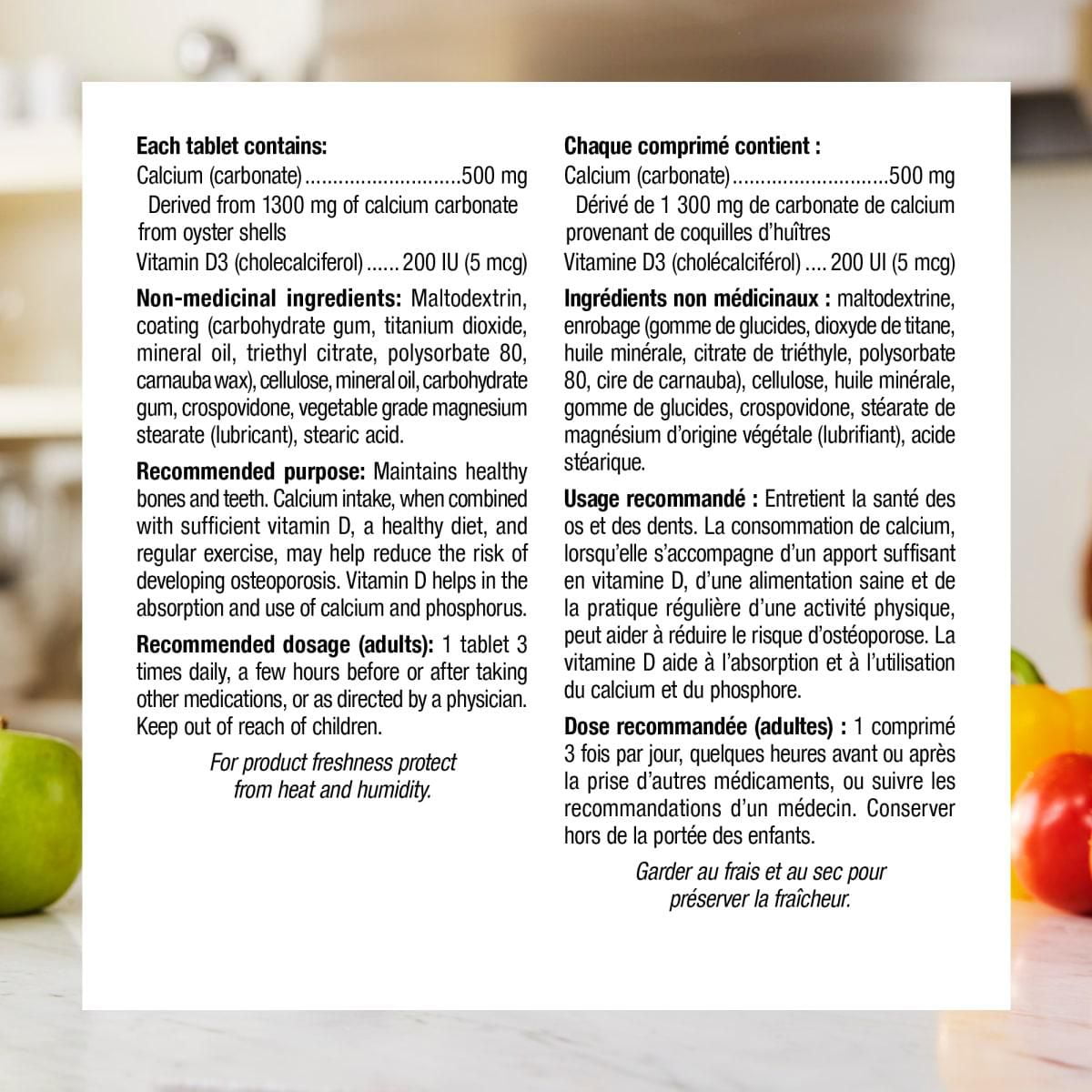 Webber Naturals Calcium Vitamine D3, 500 mg/200 UI 275 comprimés, PRIME !